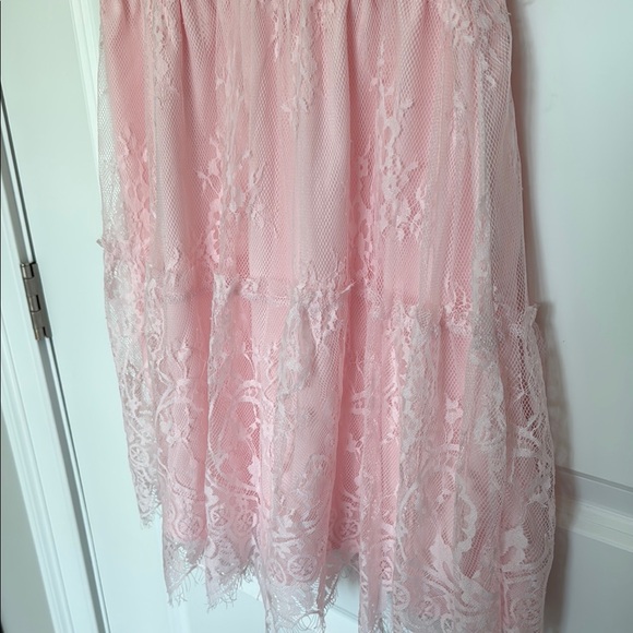 Pink Smocked Tiered Babydoll Midi Dress - Picture 3 of 7